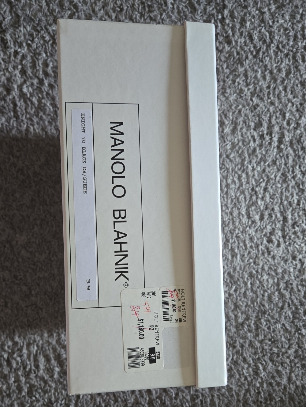 MANOLO BLAHNIK Empty Large Shoe Box Knight 70 Suede Boot Tissue Holt Renfrew